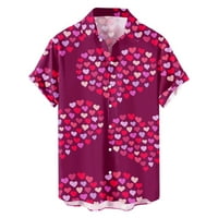 Haxmnou Muškarci Valentine Dan Print Casual Majica TureDown ovratnik kratkih rukava bluza s XL-om
