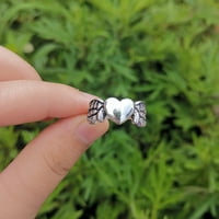 Toyella Dark Vintage Srebrna prstena u obliku prstena u obliku srca
