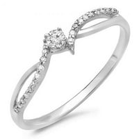 Dazzlingrock kolekcija 0. Carat 14k Round Diamond Dame Split Shank obećaj zaručnički prsten, bijelo
