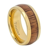 Comfort Fit Titanium svadbeni bend Gold Tone Dovodio na havajskim koa ugrađenim prstenom