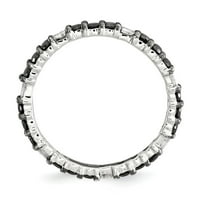 Sterling srebrne boje izraze polirane crne dijamantske veličine: 7; za odrasle i tinejdžere; Za žene