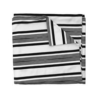 Cover Saten Duvet, Twin - Vintage Crno bijelo Stripe Midcentury Moderna seoska kuća Francuski stil Teksturirana