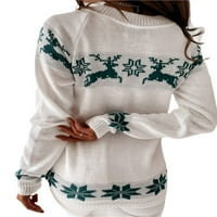 Božićni ružni džemper za žene pleteni praznični praznični vinski pahuljica tiskani pulover Jumper Reindeer