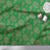 Soimoi Green Rayon tkanina od lišća i stablo tiskane tkanine uz dvorište široko