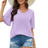 Ženski vrhovi i bluze Prodaja čišćenja žena Ljeto u boji V-izrez kratki rukav labavi vrhovi majice bluze