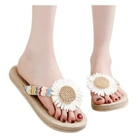 Youmylove Ženski klizni papuče Cvijeće Flip-Flops Weave Beach Sandals Domaći papučice Snage cipele Udobnost