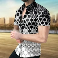Muške majice mišića košulja kratki rukav casual 3D print Slim Fit gumb-down-majice top bluza