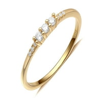 Jednostavni 18K pozlaćeni prstenovi Vjenčanje Sterling srebrne boje zvona žene veličine 11