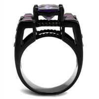 Luxe nakit dizajna unise nehrđajući čelični prsten sa ametistom kubnih cirkonije kamenja - veličine