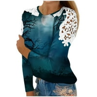 Homchy pulover Vrhunska modna štampa i spajanje čipka u šupljim kratkim majicama dugih rukava