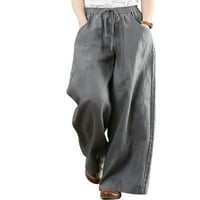Luxplum dame palazzo pant visoke strukske hlače Solid Color Loungewar Boho pantalone za odmor sivi xxl