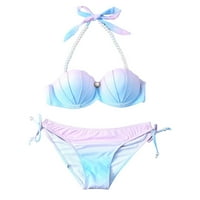 Huaai bikini setovi za žene Ženski gradijentni dvorisni kupaći kostim Halter string trokut kupaći kostim