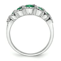 Čvrsta 14K bijelo zlato stvorilo simulirani smaragdni i CZ prsten