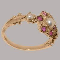 Britanska napravljena 9K ružičastog kulturnog bisera i rubnog prstena Ženski prsten - Veličina Opcije