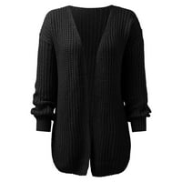 Prevelizirani džemperi za žene Čvrsta boja V-izrez dugih rukava Ležerne prilike otvorene prednjeg gornjeg