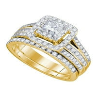 Dijamantna princeza 14kt Žuta zlatna princeza Diamond Bridal Set za vjenčanje 1- CTTW