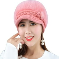 Dabuliu ženska zima topli pleteni šešir Fau Fur Beanie kapa sa vizirom