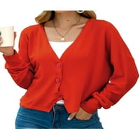Žene Jesen Solid Color Front Open Cardigan Dugme s dugim rukavima dolje Ležerne prilike Klintne džempere
