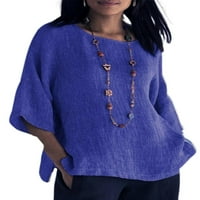 Julcc ženski pamučni posteljina rukav plus veličina obična pulover bluza majica m-5xl