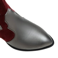 Žene srednje telefne čizme - jesen i zima nova šiljasta gusta boja visoke pete ubode srednje čizme crvene