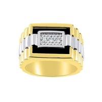 Dizajnerski prsten sa dijamantima i originalnim crnim postavljenim u žuto pozloženo srebro .925
