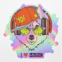 ANGDEST CLUB holografske naljepnice Huskies Volim Music Premium vodootporan za prijenos