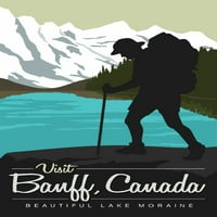 Banff, Kanada, posjetite prekrasno jezero Moraine, vektorski stil, fenjer Press, Premium igraće kartice,