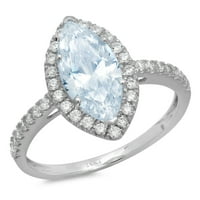 2.38ct Marquise Cut plavi simulirani dijamant 18k bijeli zlatni godišnjički angažman halo zvona veličine