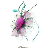 Head Bands Hat za žene vjenčanje cvijeće mrežice perje za kosu za kosu čaj za glavu za glavu vruća ružičasta