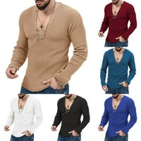 Muški pleteni džemper s V-izrezom Lagani pulover MAJICA MAJICA LOGHNEVE