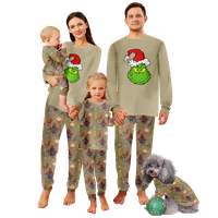 Porodica koja se podudaraju sa božićnim pidžamama setovi Grinch Khaki tiskane veličine za djecu i hlače