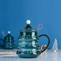Zupa božićne stabla u obliku drveća, čajne čaša čaša sa kašikom sa poklopcem i zvijezdom, jedinstveni