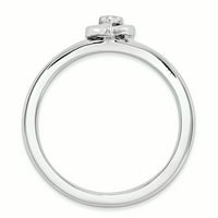 Le & Lu Sterling Silver Sjajljiv izrazi Bijeli Topaz srčani prsten LAL7670