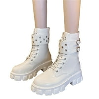 Zimske zimske cipele za žene Radne čizme za žene Dnevne djevojke Dame Slauch čizme s niskim potpeticama