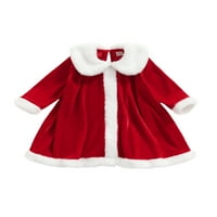 TODDLER Baby Girl Božićna haljina Santa Claus Red Princess haljina s krznom Peter Pan ovratnicima