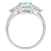 2. CT sjajni smaragdni rez prozirni simulirani dijamant 18k bijelo zlato tromjesečni prsten sz 9.25