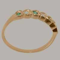 Britanska napravljena 18K ružičasto zlato Opal i smaragdni prsten Ženski vječni prsten - Opcije veličine