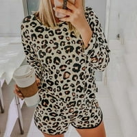 Dvije odijelo za žene Ženska zimska modna Leopard Print dugih rukava Kućna habanja Set atletskog stila