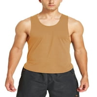 Sanviglor Muška majica Crew Neck Ljetni vrhovi bez rukava Bluza Baggy Basic Tee Holiday Vest Khaki XL