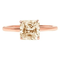 2. CT briljantan Asscher Cut Prirodni morgatit 14k Rose Gold Solitaire prsten SZ 5.75