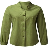 Enquiret Ženska bluza dugih rukava V izrez Ležerne košulje za djevojke Solid Colore Ljetni ženski gornji,