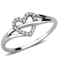 Ženski prsten od nehrđajućeg čelika visokog poliranog od nehrđajućeg čelika sa AAA CRT CZ-om - Veličina