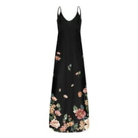Dress Women Ljeto O-izrez Cvijet Print bez rukava plus veličine Pulover duge haljine padaju haljine