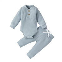 Podesite novorođenčad Dječji dječački odjevni odjeća 0- mjeseci Toddler rebrasti pletene rumpe + solidne