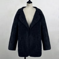 Guvpev ženska modna casual topla jakna za kaput zimska čvrsto dugačka odjeća - Navy XXL