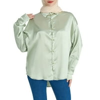 Ketyyh-Chn košulje za žene Trendy Vintage Labavi majica s dugim rukavima na plaži na plaži Green, Jedna
