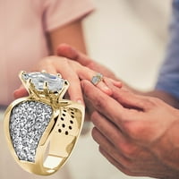 Nakit za angažman okrugli rez Zirkoni Žene vjenčani prstenovi nakit prstenovi za ženu Full Diamond Dame