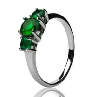Smaragdni vjenčani prsten - srebrni prsten - vjenčani prsten pasijansa - angažman prsten - godišnjica,