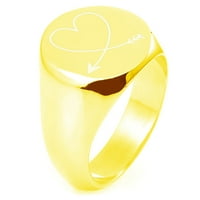 Sterling Srebrna srčana ljubav arrow ugravirana okrugla ravni vrhunski polirani prsten