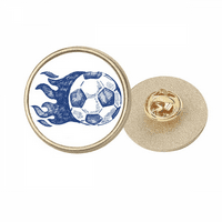 Fudbal Flame Blue uzorak Soccer Round Metal Golden Pin Brooch Clip